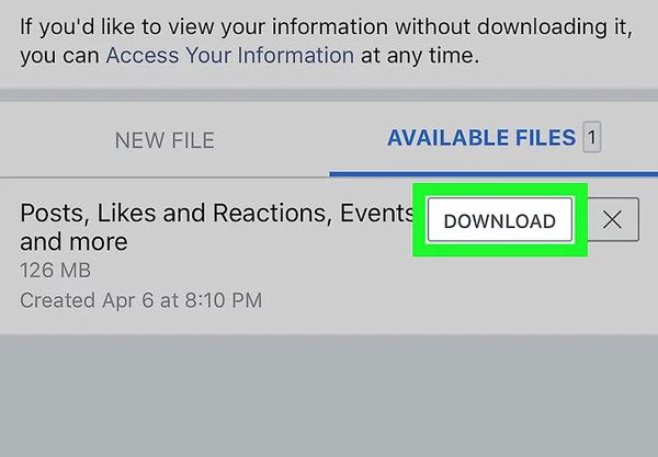 download-information download info to recover deleted messages on Facebook Messenger