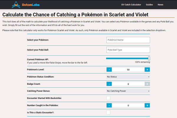 Top catch rate calculators for Pokémon players