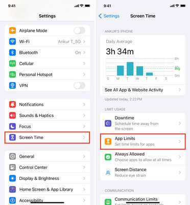 iPhone app limits