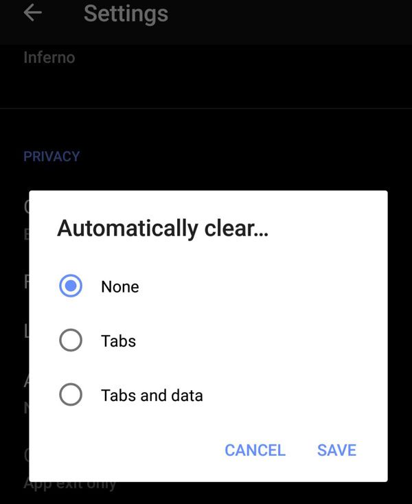 Automatically-clear-data Automatically clear data