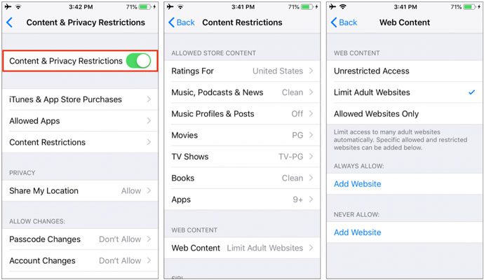Content & Privacy Restrictions