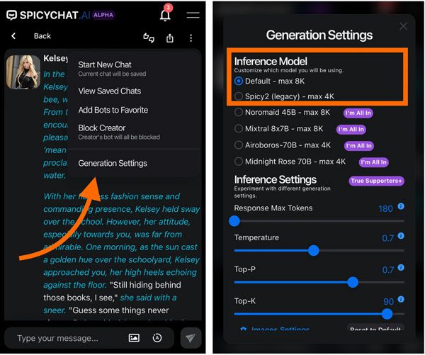 Spicychat-AI-settings Spicychat AI settings