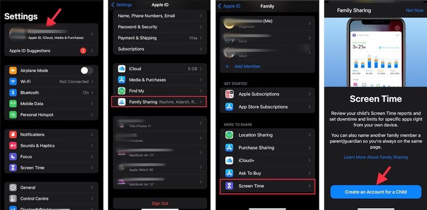 set up Family Sharing and Screen Time