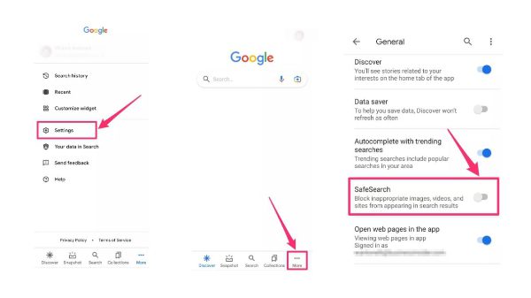 Google SafeSearch per bloccare i siti pornografici