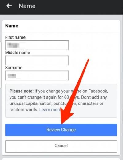 Kako promijeniti svoje Facebook ime na mobitelu 5