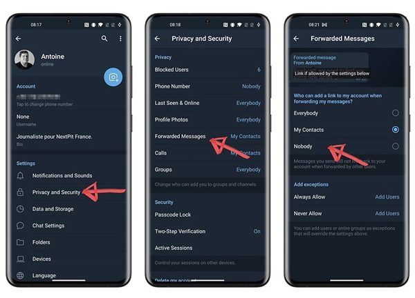 Manage Forwarded Messages