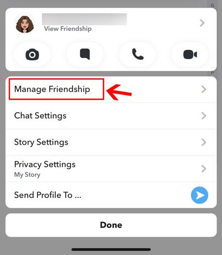 إدارة الصداقة على سناب شات