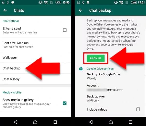 Резервное копирование WhatsApp