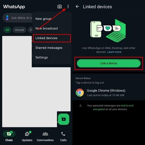 Устройство, подключенное к WhatsApp