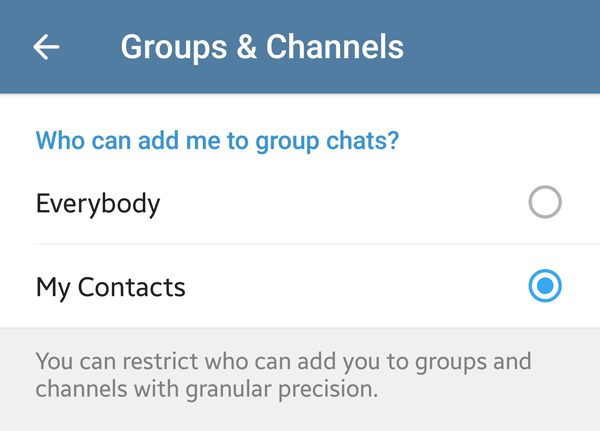 block Telegram group and channel invites