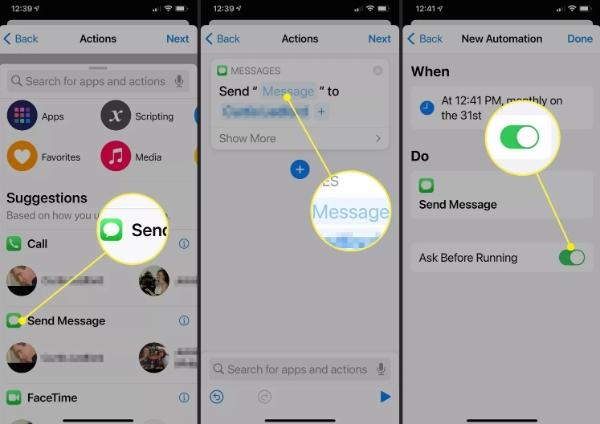 Can you schedule a text message on an iPhone 3
