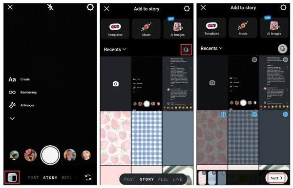 How to add multiple photos to an Instagram story from camera roll 3