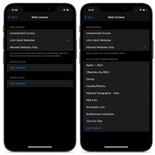 01 block inappropriate websites on iPhone