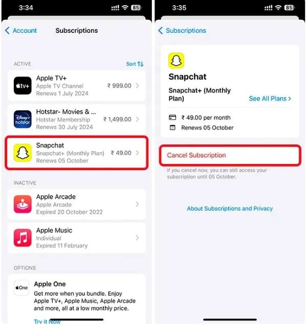ยกเลิกการสมัครสมาชิก Snapchat ยกเลิกการสมัครสมาชิก Snapchat Plus