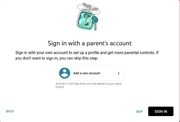 YouTube Kids parent account