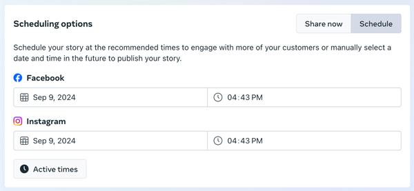 click on the Schedule Story option on Meta Business Suite