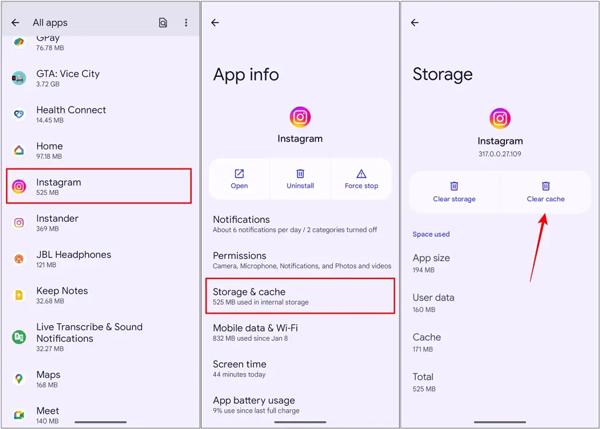 Xóa bộ nhớ đệm Instagram trên Android Xóa bộ nhớ đệm Instagram trên Android