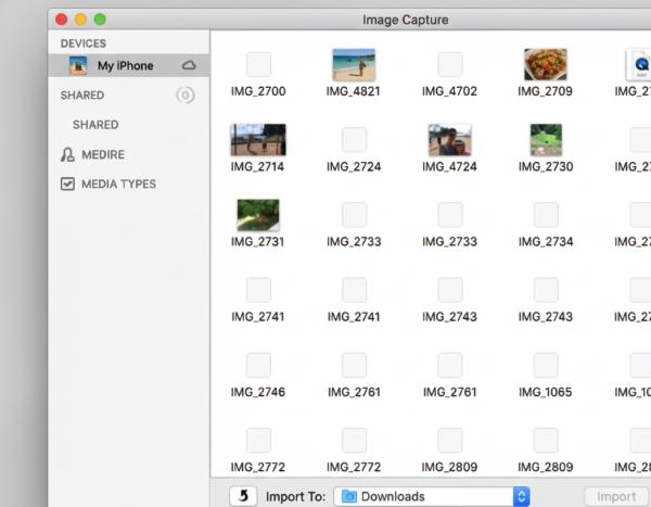 Move photos from iPhone to Mac through image capture