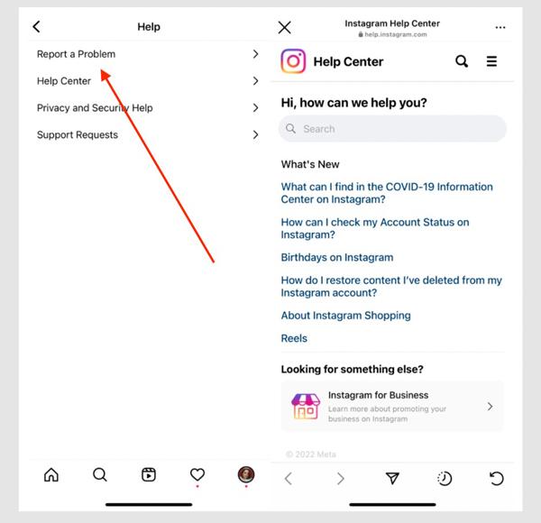 báo cáo lỗi trên Instagram báo cáo lỗi trên Instagram