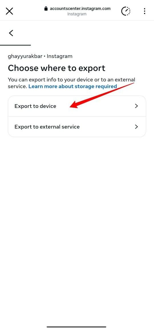select-Export-to-device-on-Instagram válaszd az Exportálás eszközre lehetőséget az Instagramon