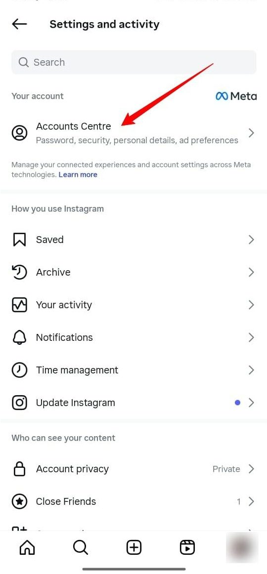 koppintson a Fiókok-középpontra az Instagramon koppintson a Fiókközpontra az Instagramon