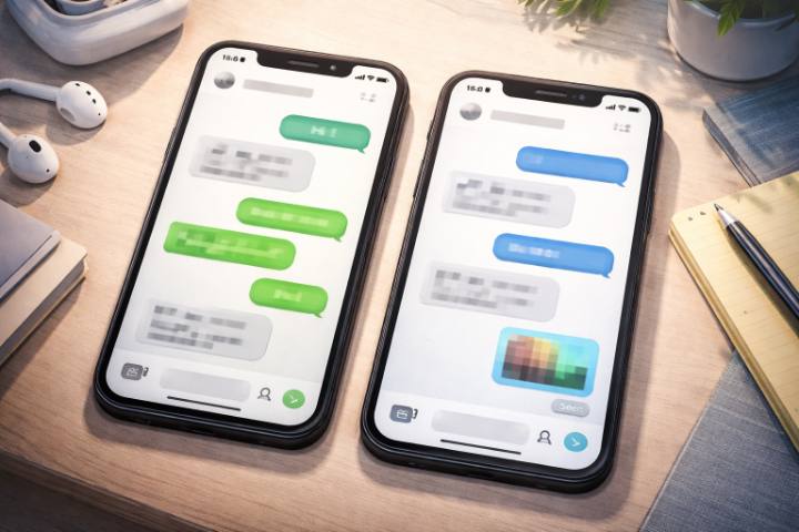 Mengapa pesan saya berwarna hijau padahal seharusnya biru?
