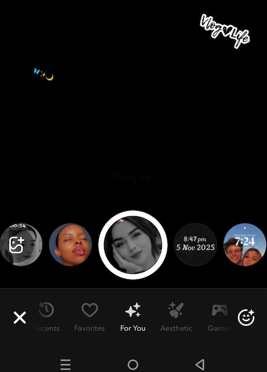 Swipe left or right to see available filters