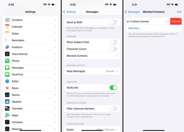 Unblock the number temporarily  to see blocked voicemails on iPhone