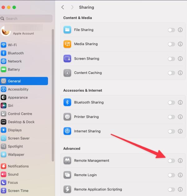 enable Remote Management on Mac