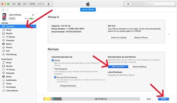 iTunes를 통해 백업 iTunes를 통해 백업