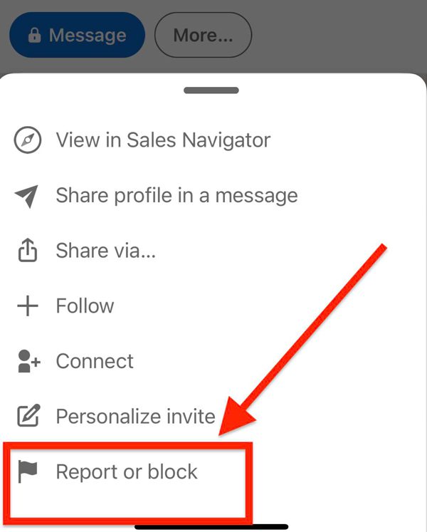 block someone on the LinkedIn app
