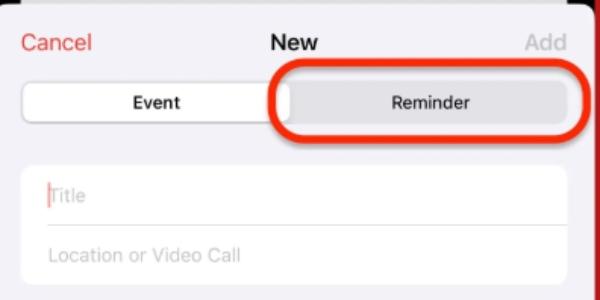 Toca + Nuevo recordatorio en la aplicación de recordatorios
