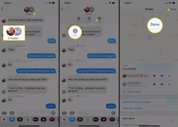 Tap on the group icons iniMessage