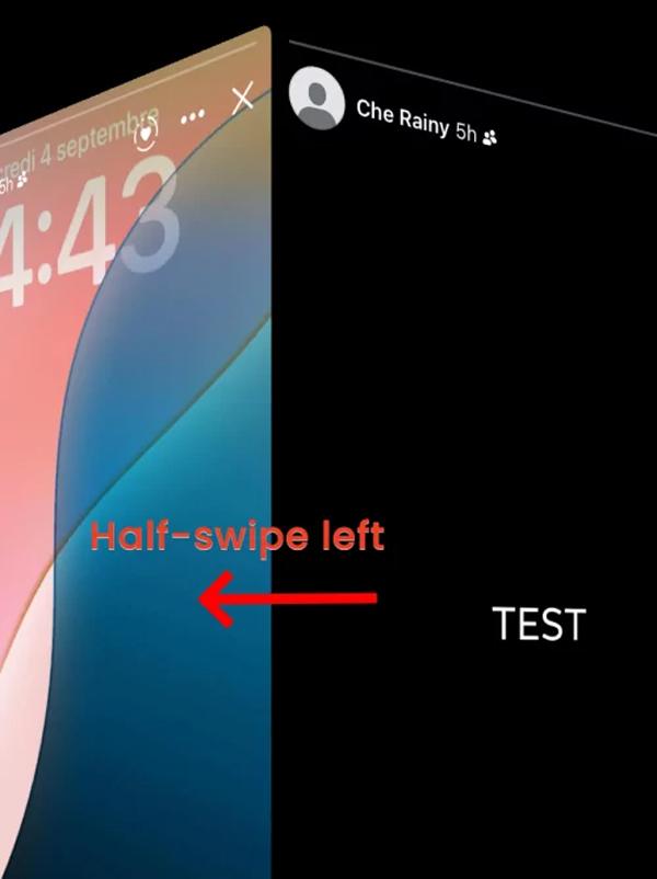 Utilize the half wipe on phone