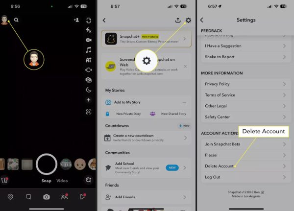 delete Snapchat account