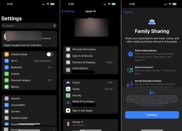 set up family sharing for iCloud