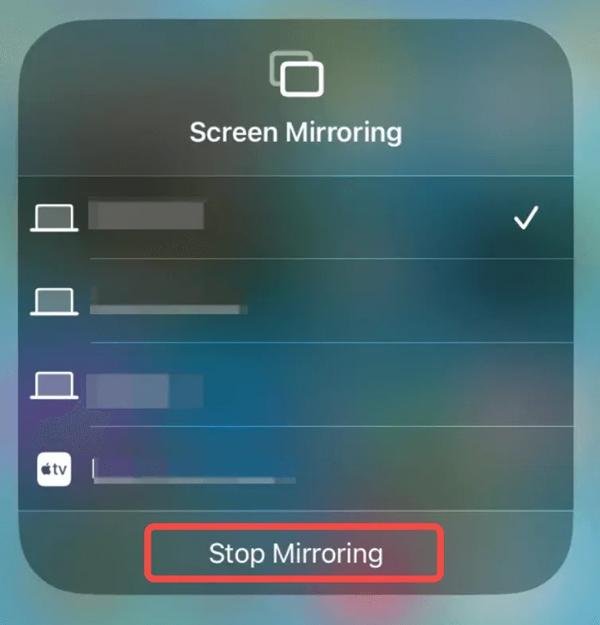 tocca-su-Stop-Mirroring tocca Interrompi mirroring