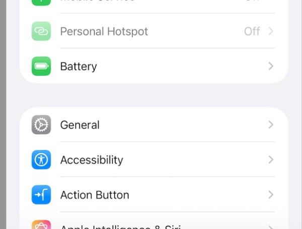 Κάντε κύλιση προς τα κάτω και πατήστε Γενικά