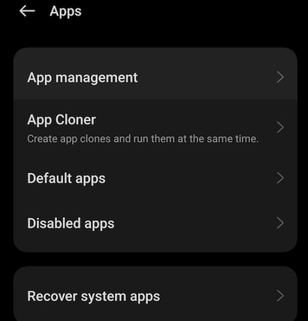 Πατήστε εφαρμογές ή Διαχείριση εφαρμογών
