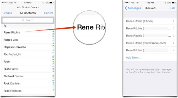 新增已封鎖聯絡人