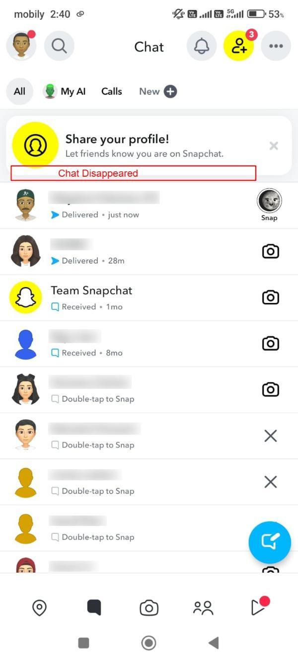 Snapchat-chat blocked by someone on Snapchat