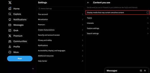 change sensitive content settings