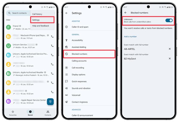 วิธีบล็อกสายเรียกเข้าที่ไม่แสดงหมายเลขผู้โทรบน Android?