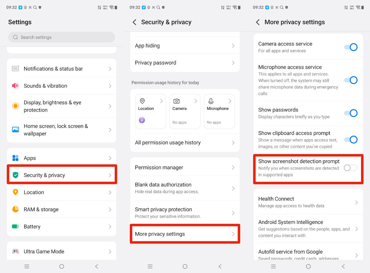 disable screenshot detection prompt on VIVO