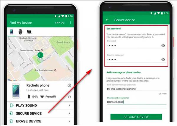 set-password secure the device