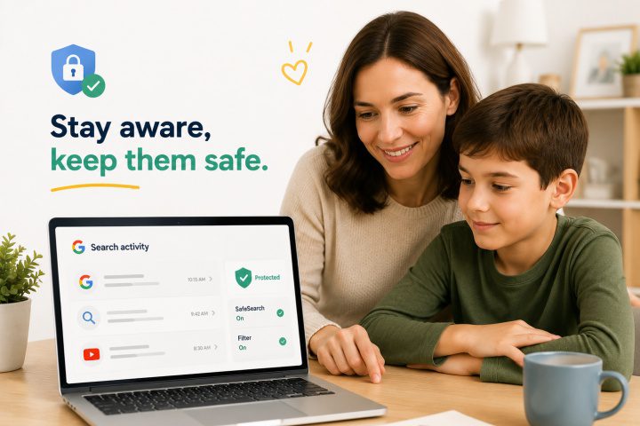 How can parents check what kids search on Google safely