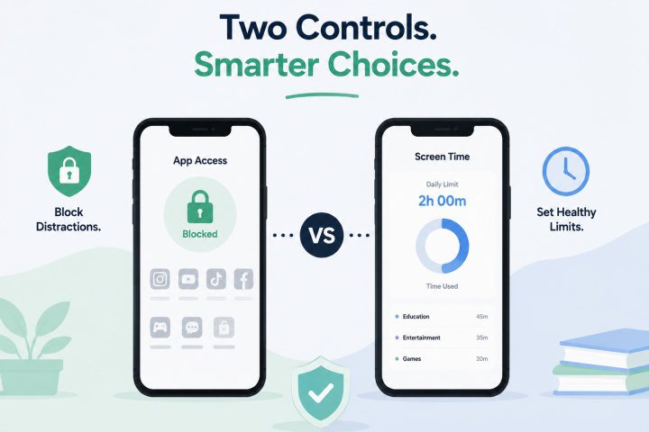 App blocking vs screen time limits: What works better for kids