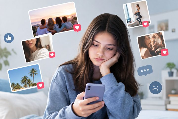 How does social media pressure affect kids in the real world?